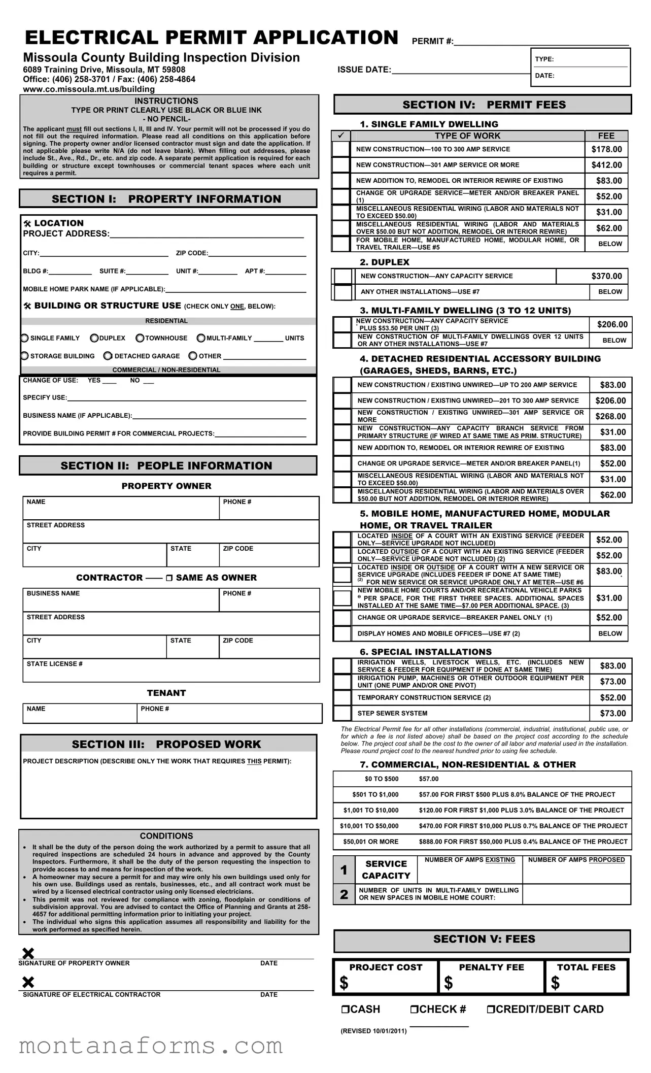 Fillable Electrical Permit Application Template in PDF
