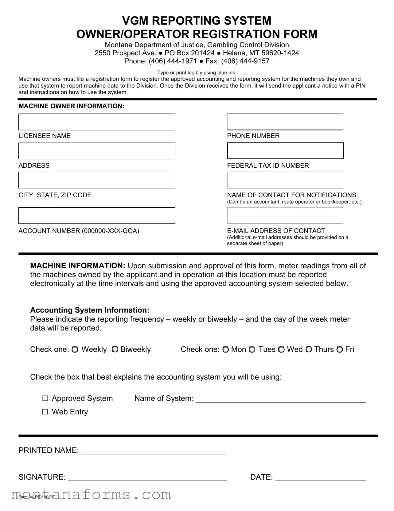 Fillable Montana 34 Template in PDF