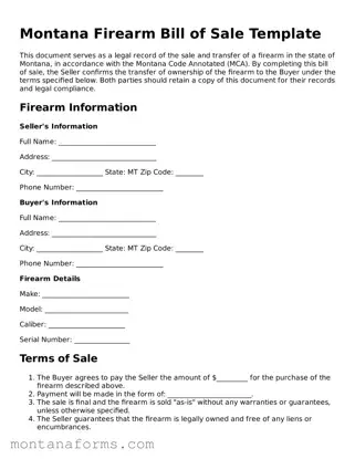 Attorney-Approved Firearm Bill of Sale Template for the State of Montana