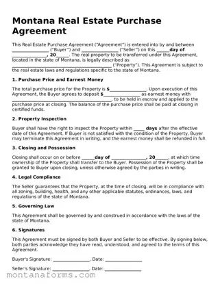 Attorney-Approved Real Estate Purchase Agreement Template for the State of Montana