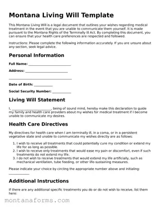 Attorney-Approved Living Will Template for the State of Montana
