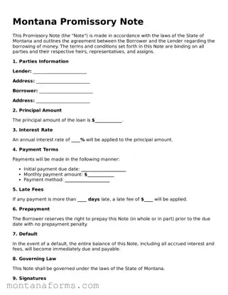 Attorney-Approved Promissory Note Template for the State of Montana