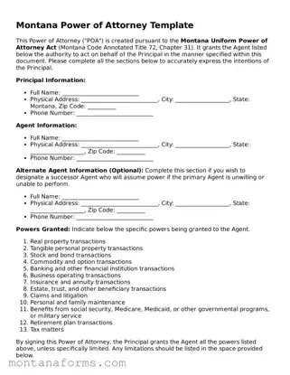 Attorney-Approved Power of Attorney Template for the State of Montana