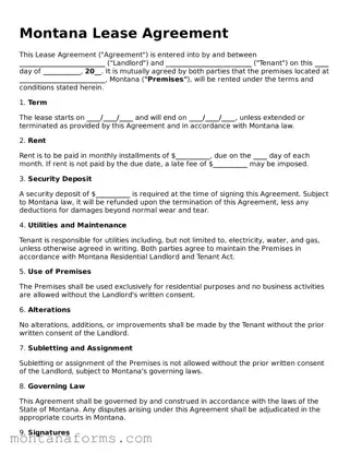 Attorney-Approved Lease Agreement Template for the State of Montana