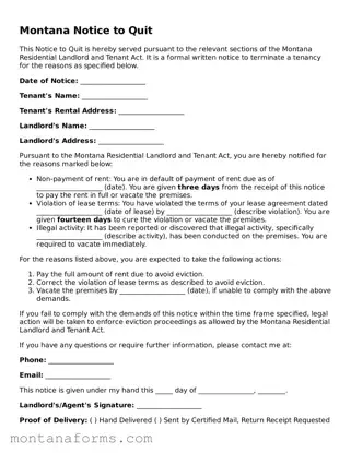 Attorney-Approved Notice to Quit Template for the State of Montana